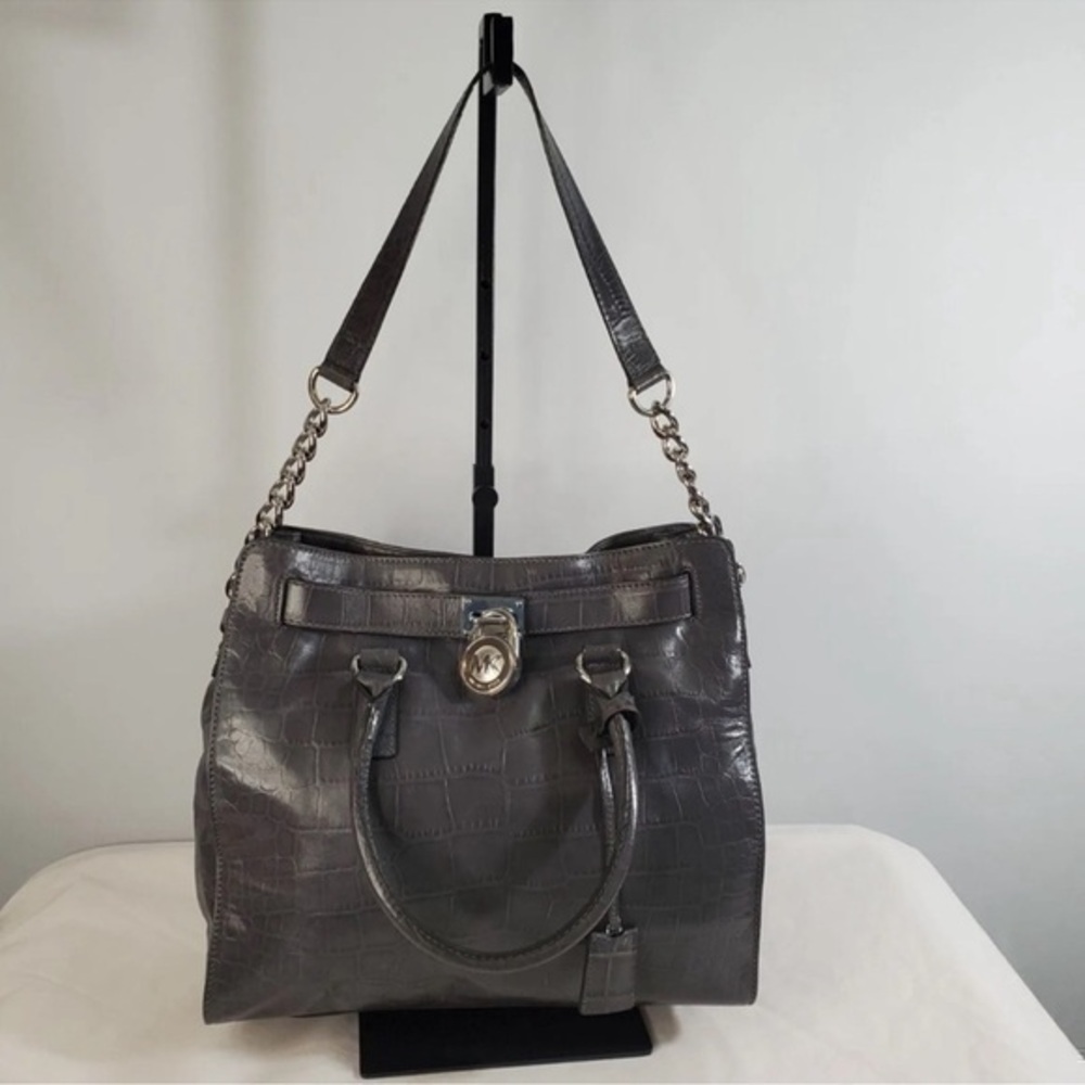 Michael Kors Hamilton Large Satchel Bag with silver hardwarel